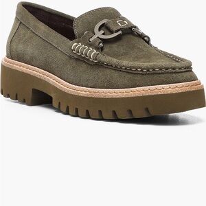 Donald J. Pliner Military Green Suede Loafers